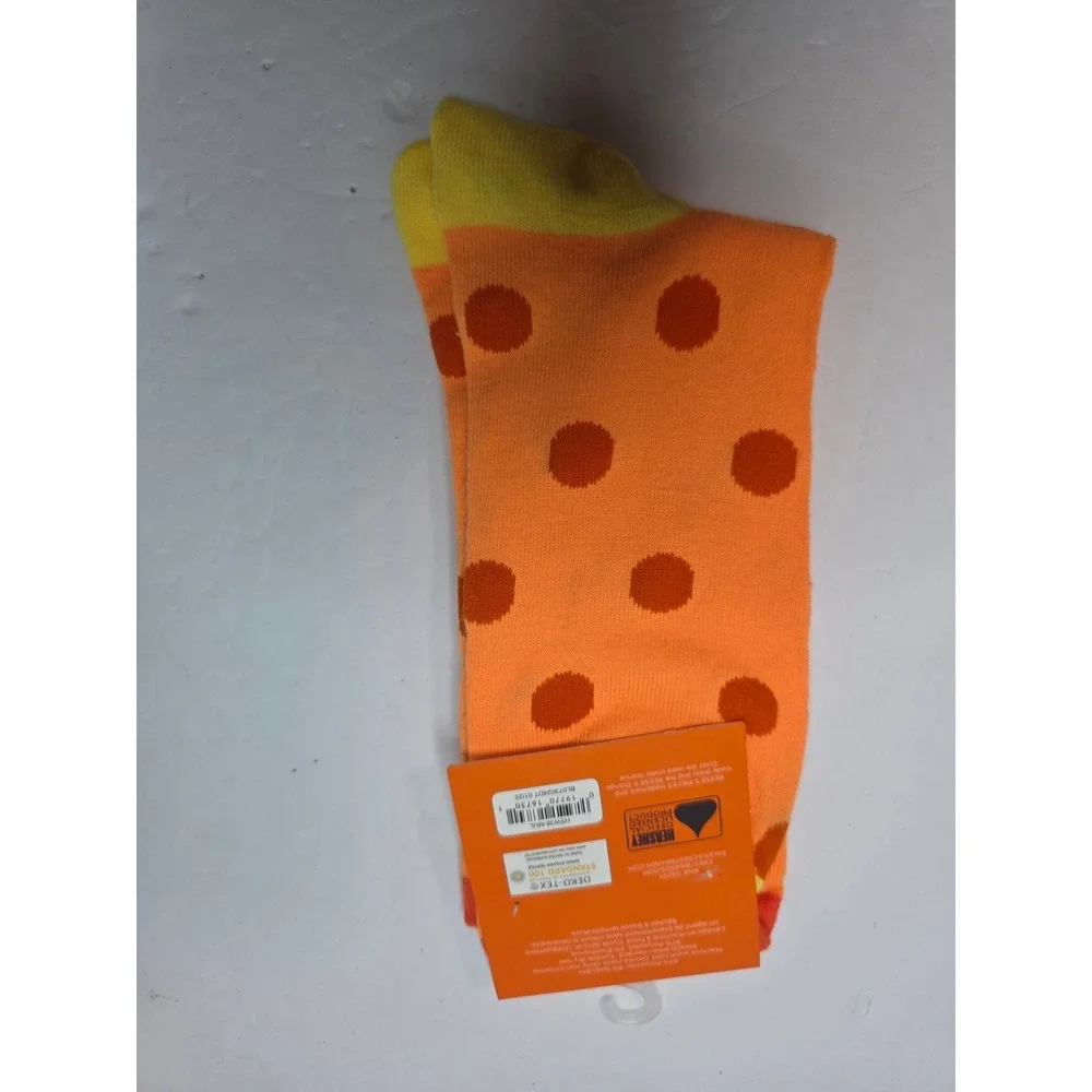 NWT Hershey Reeses Pieces Candy Orange Polka Dot Crew Socks Shoe Size 6-12 NWT